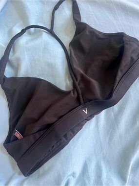 Victoria's Secret Black Wireless V-Emblem Bralette with T-Back Strap